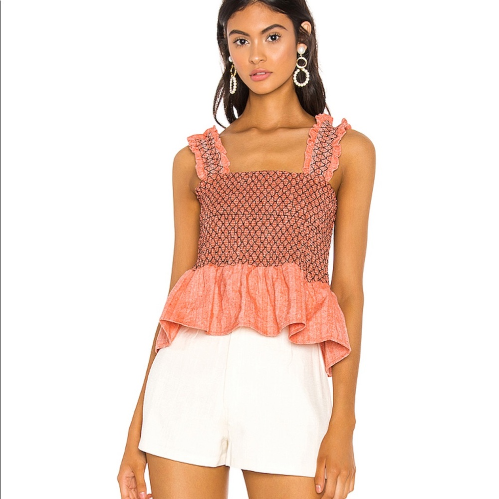 NWT Revolve Line and Dot Zoe Smocked Top